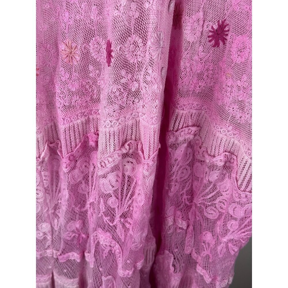 Loveshackfancy Lace Pink Maxi Dress Embroidered Tiered Column Button Front Sz. S - Picture 16 of 16